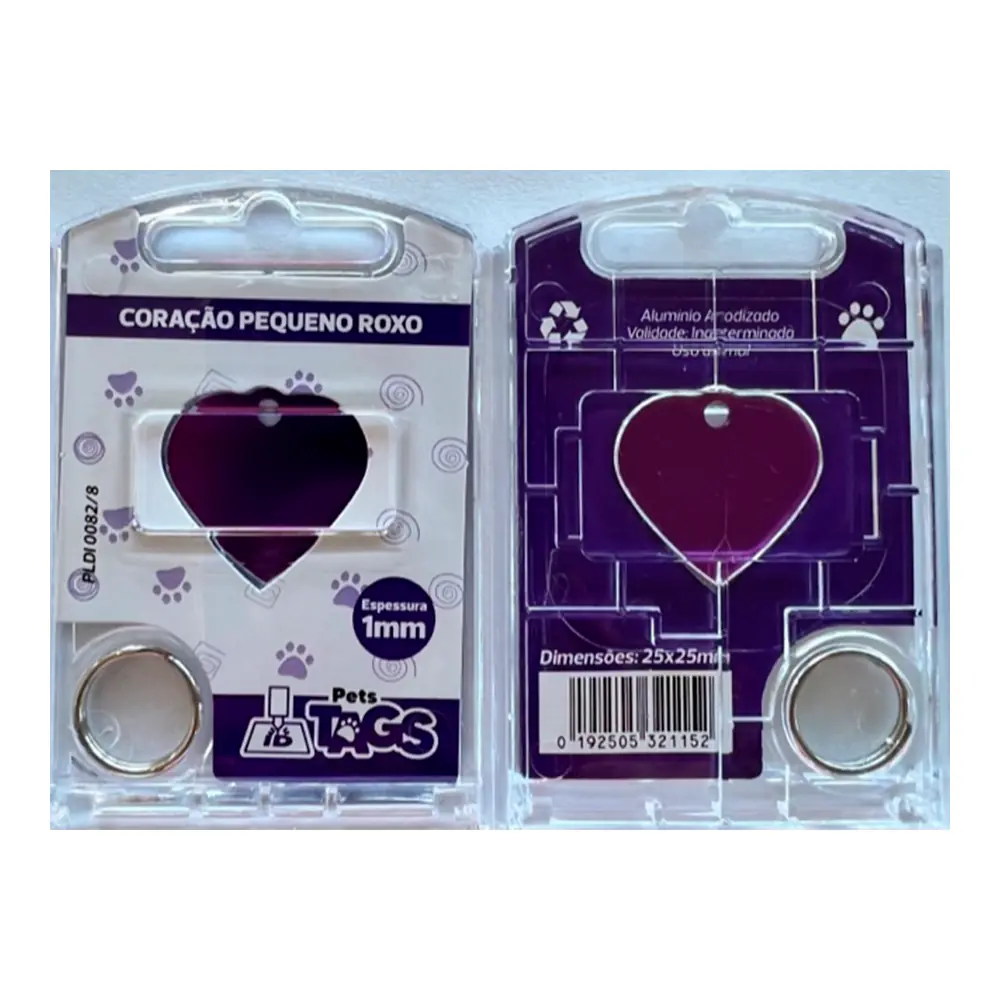 Pingente Pettags Coracao Pequeno Roxo