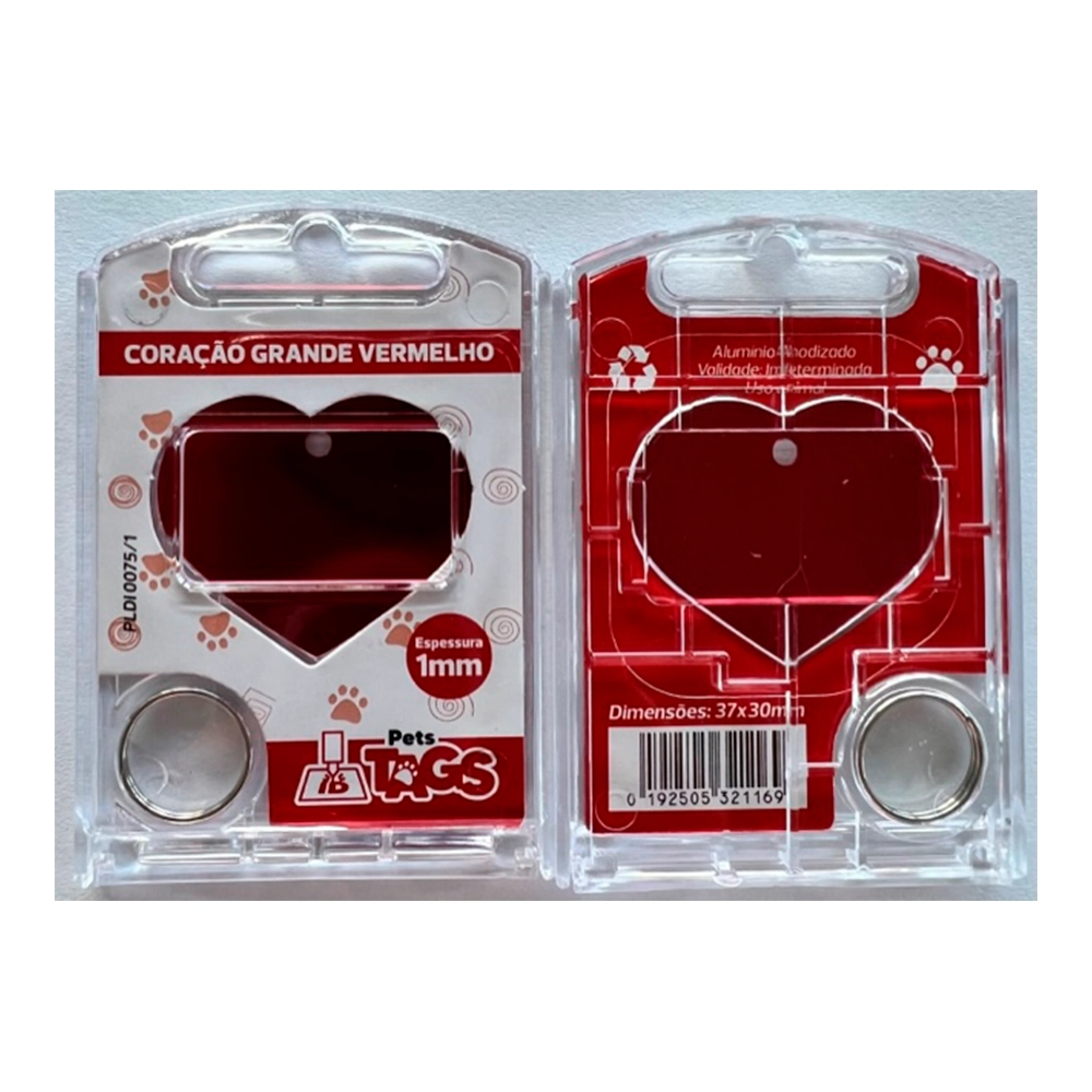 Pingente Pettags Coracao Grande Vermelho