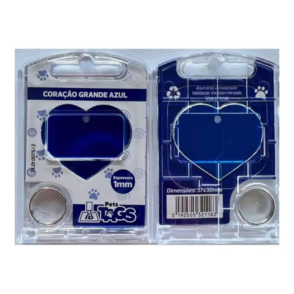 Pingente Pettags Coracao Grande Azul