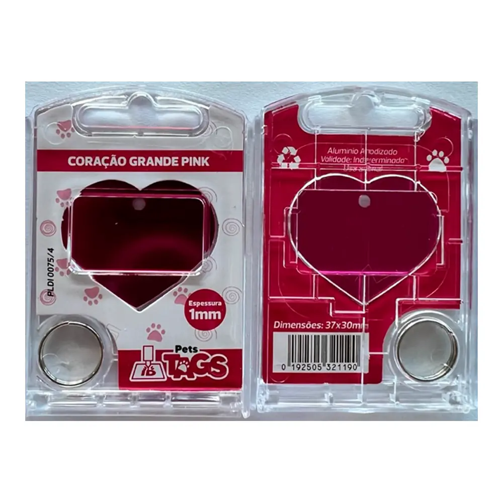 Pingente Pettags Coracao Grande Pink