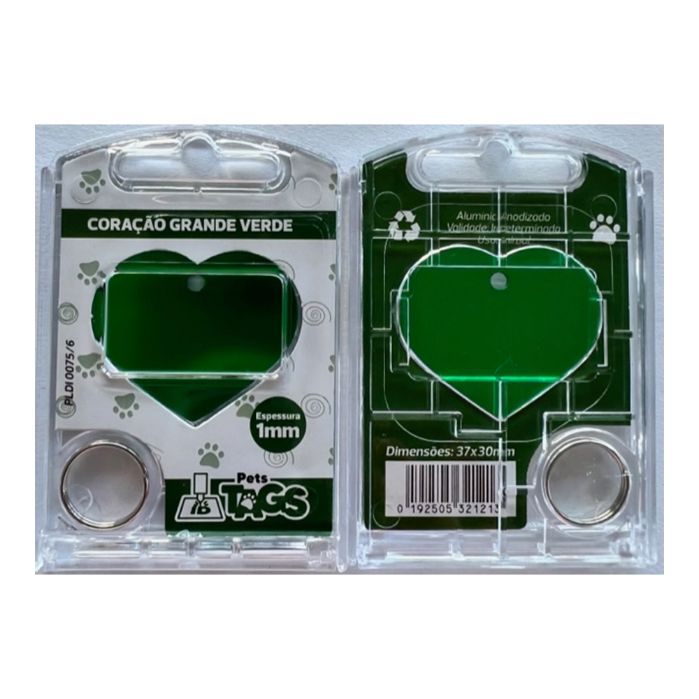Pingente Pettags Coracao Grande Verde