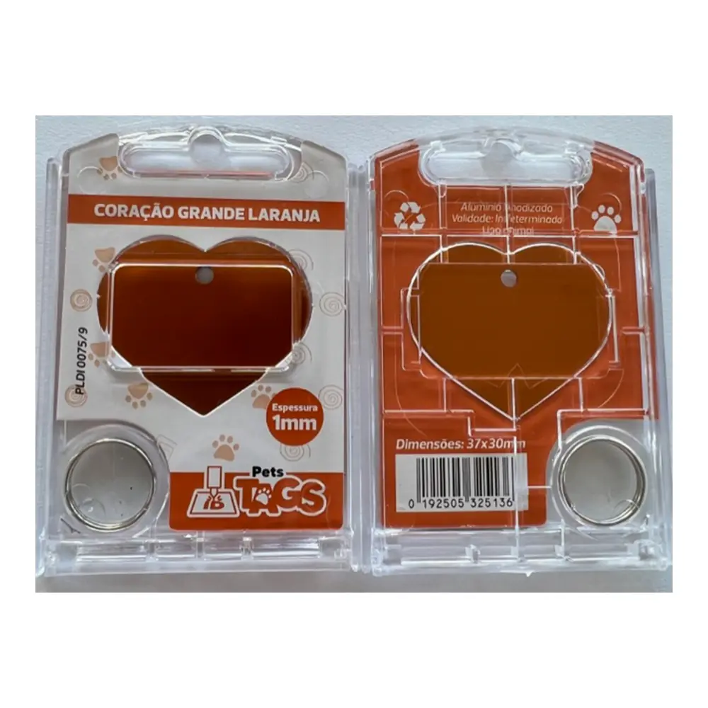 Pingente Pettags Coracao Grande Laranja