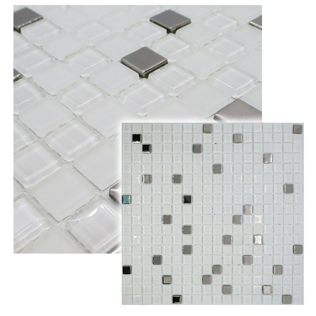 Pastilha De Vidro Para Cozinha Banheiro Parede Branco Metal 30x30cm - La Bella Griffe