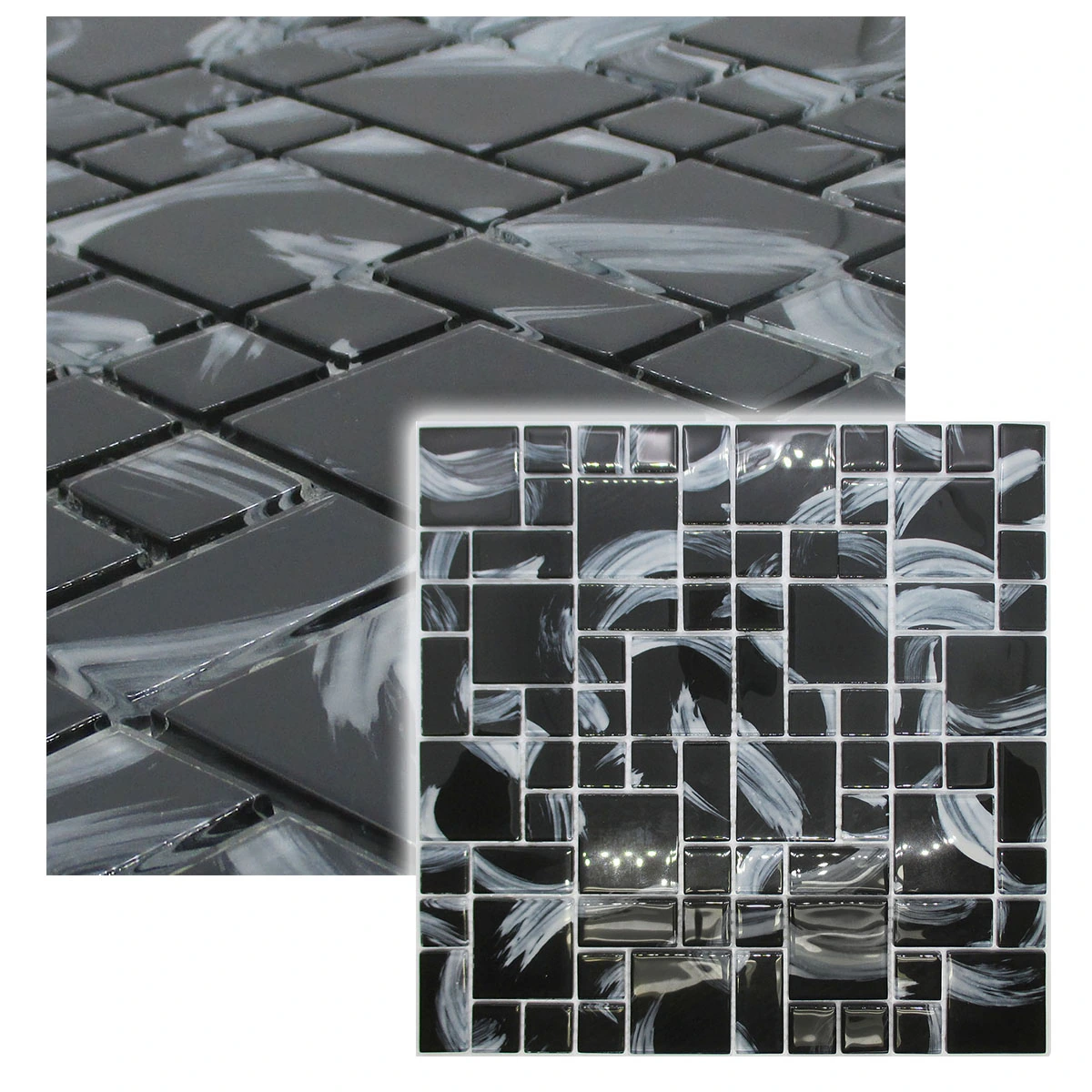 Pastilha De Vidro Para Cozinha Cristal Lisa Monet Preta 30x30cm - La Bella Griffe
