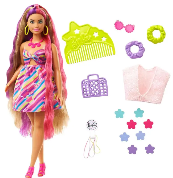 Boneca Barbie Totally Hair Vestido Flor Mattel