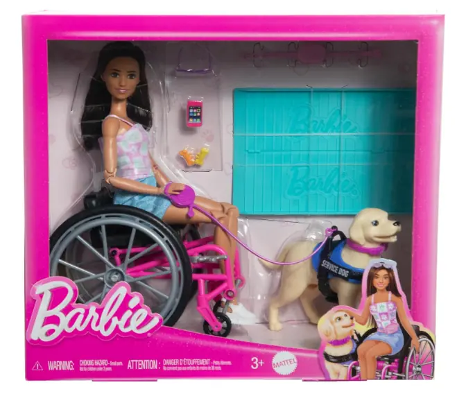 Boneca Barbie Cadeirante Pet Cachorro Mattel