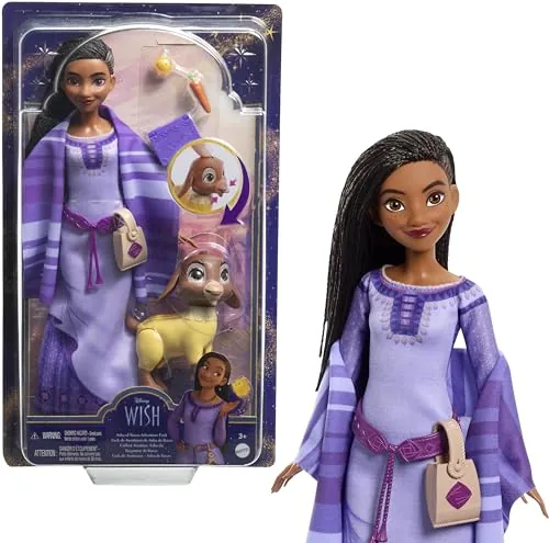 Mattel Disney Wish Asha Of Rosas Adventure Pack Doll, Posable Fashion Doll With Removable Fashion, A