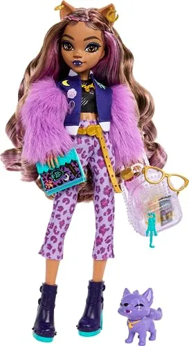 Monster High Clawdeen Wolf Doll With Pet Dog Crescent And Accessories Like Backpack, Planner, Snacks