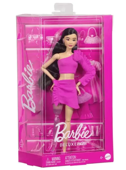 Barbie Deluxe Style Doll 2 In Barbiecore Outfit, Black Hair And Glittery Prosthetic Leg, Pink Top An