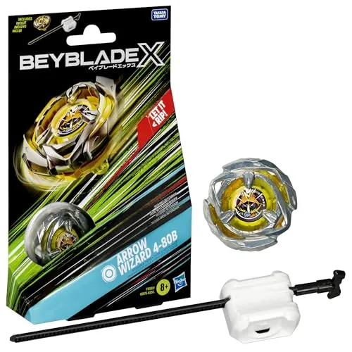 Beyblade X Arrow Wizard 4 80b Starter Pack Set With Stamina Type Right Spinning Top And Launcher; Ba