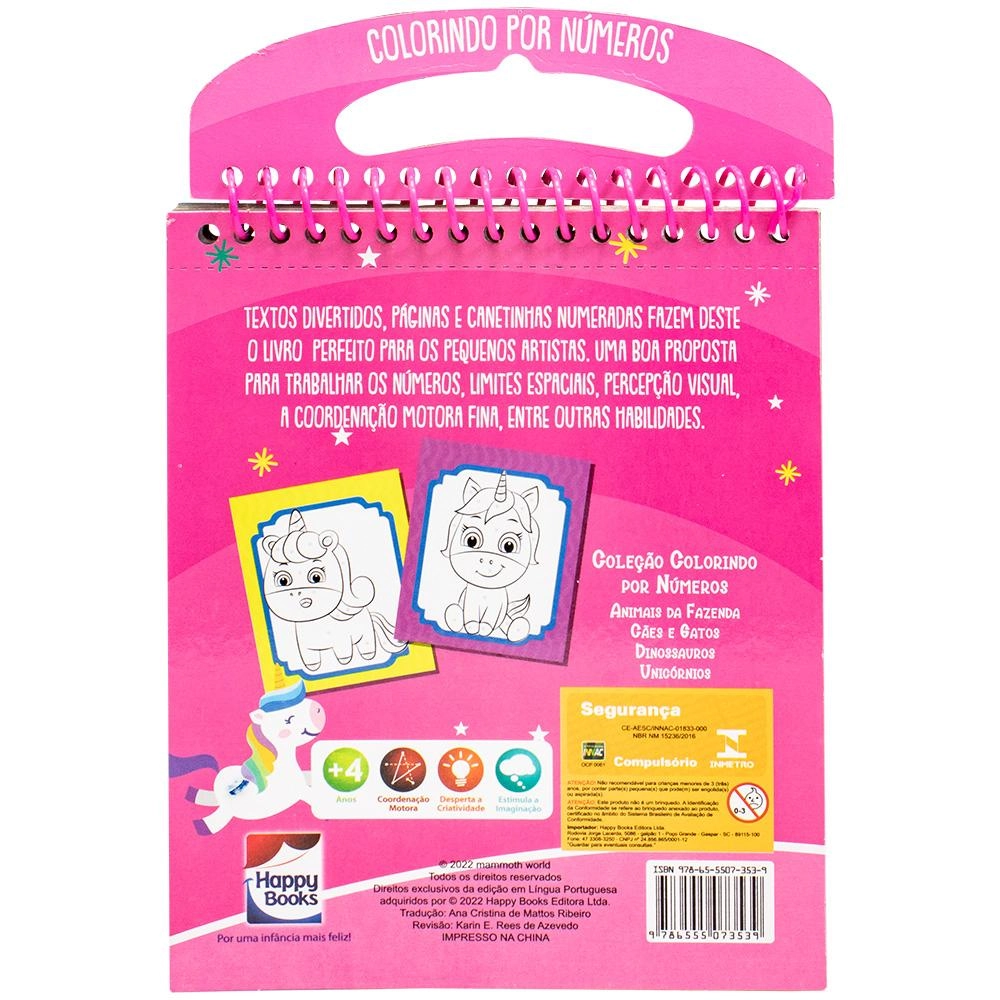 Livro Colorindo Por Numeros Unicornios 310590 Happy Books