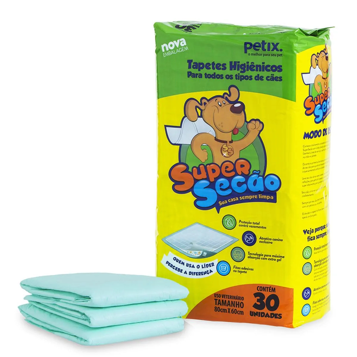 Tapete Higiênico Super Secão - Pacote com 30 unidades.