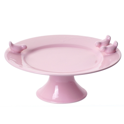 Prato Para Doces Com Pedestal Springtime Cerâmica Portuguesa Pink ø 275cm