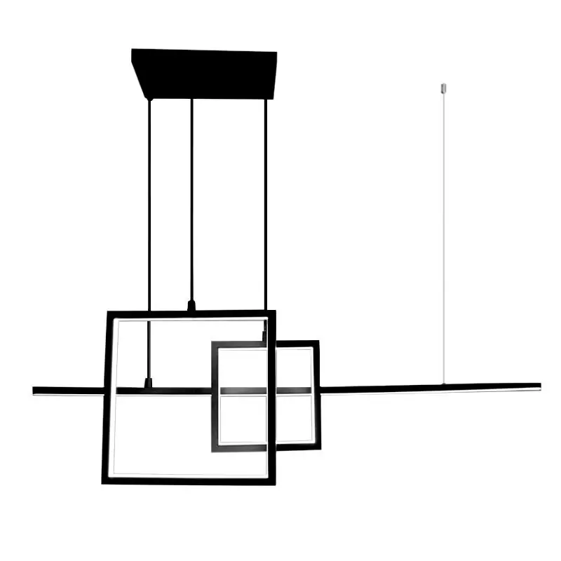 Pendente Lines Preto Com Led Integrado Branco Quente (3000k) 36w Para Salas E Quartos - Lines-pt-bq