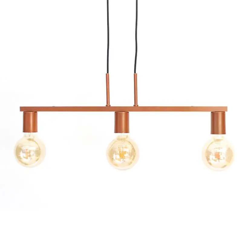 Pendente New Bar Marrom 60cm 3xe27 Bivolt Para Salas E Quartos - Htpdt51024mr