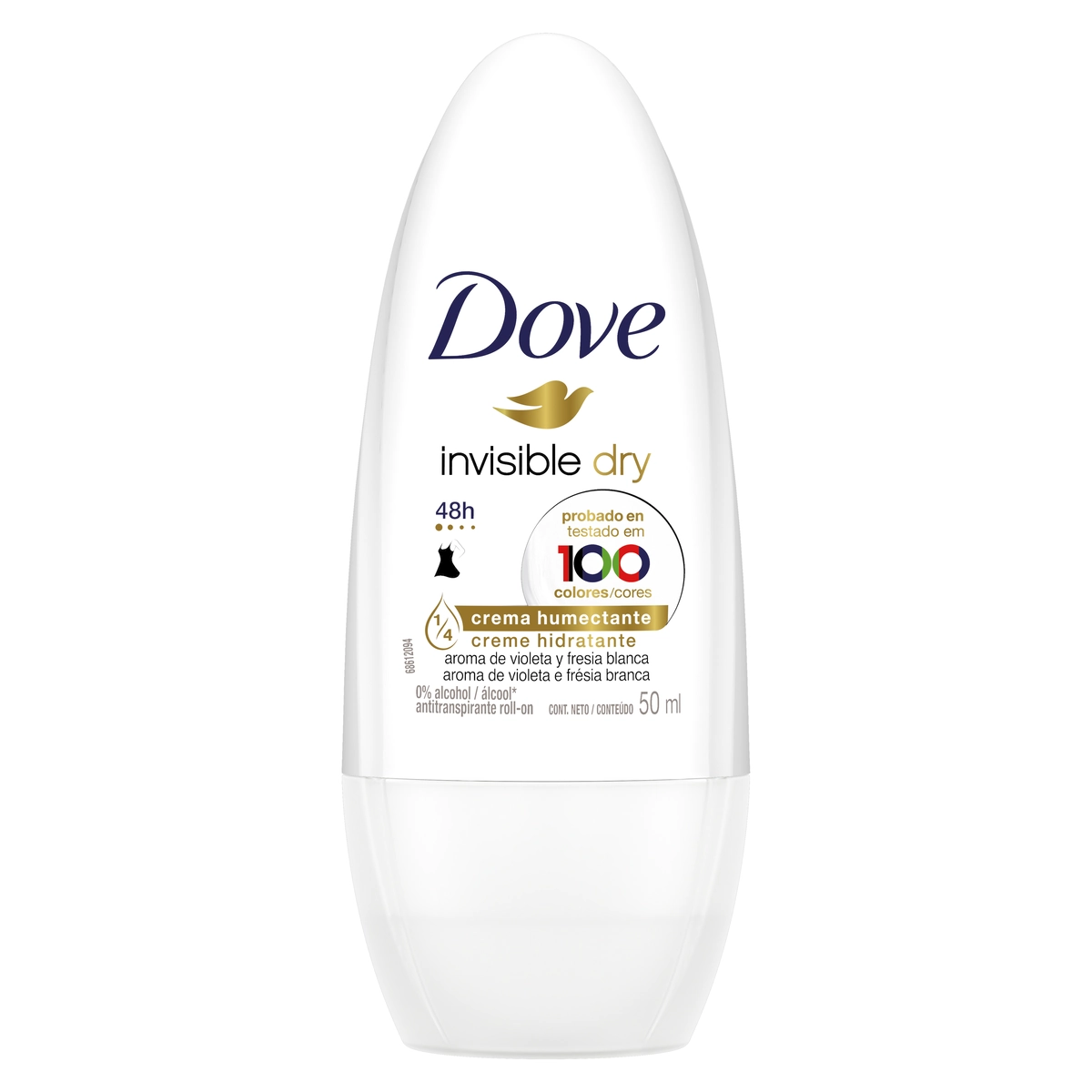 Antitranspirante Roll On Invisible Dry Violeta E Frésia Branca Dove 50ml