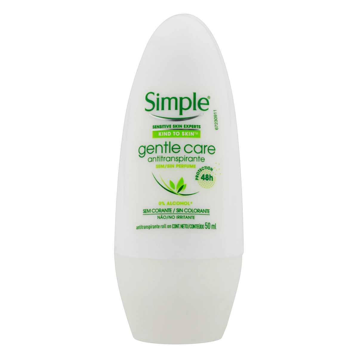 Antitranspirante Roll On Gentle Care Sem Perfume Simple 50ml