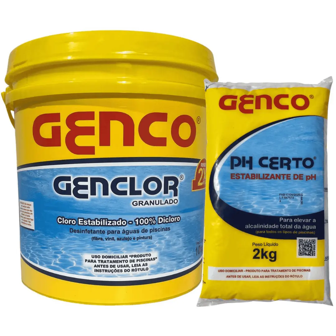 Cloro Genclor Granulado Dicloro 10 Kg + Ph Certo 02 Kg Genco