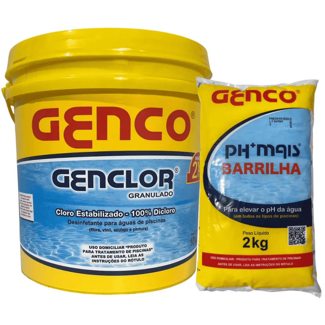 Cloro Genclor Granulado Dicloro 10 Kg + Ph Mais 02 Kg Genco