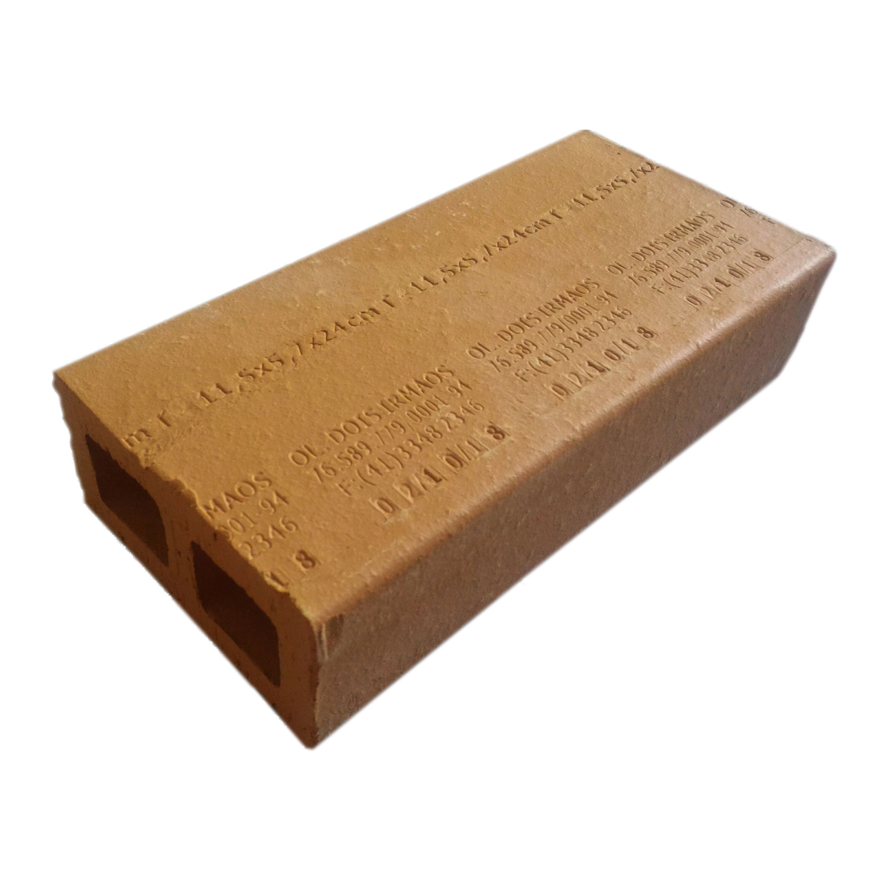 Tijolo 2 Furos 11,5x5,7x24cm Olaria