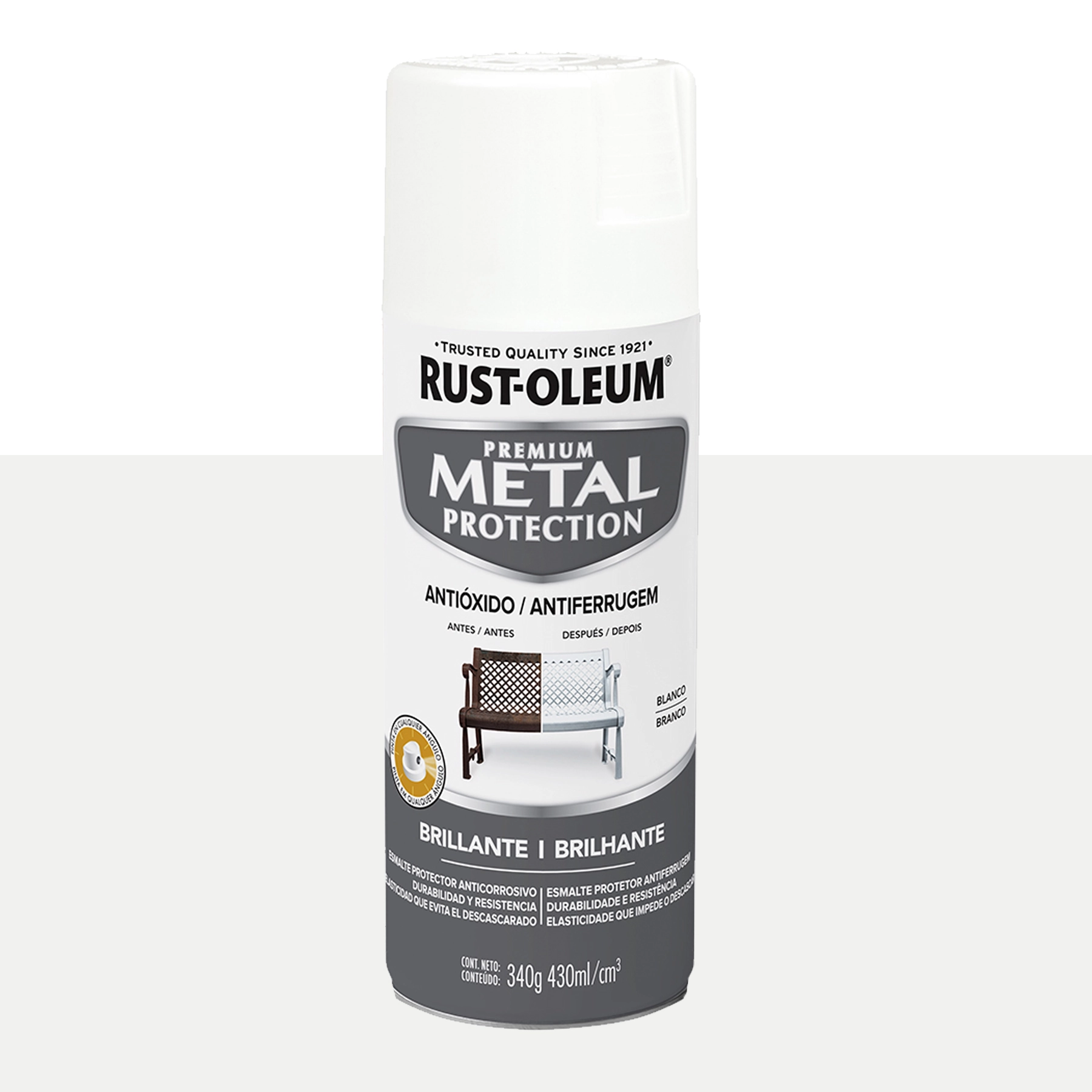 Metal Protection Tinta Spray Antiferrugem Branco Brilhante 340G Rust-Oleum