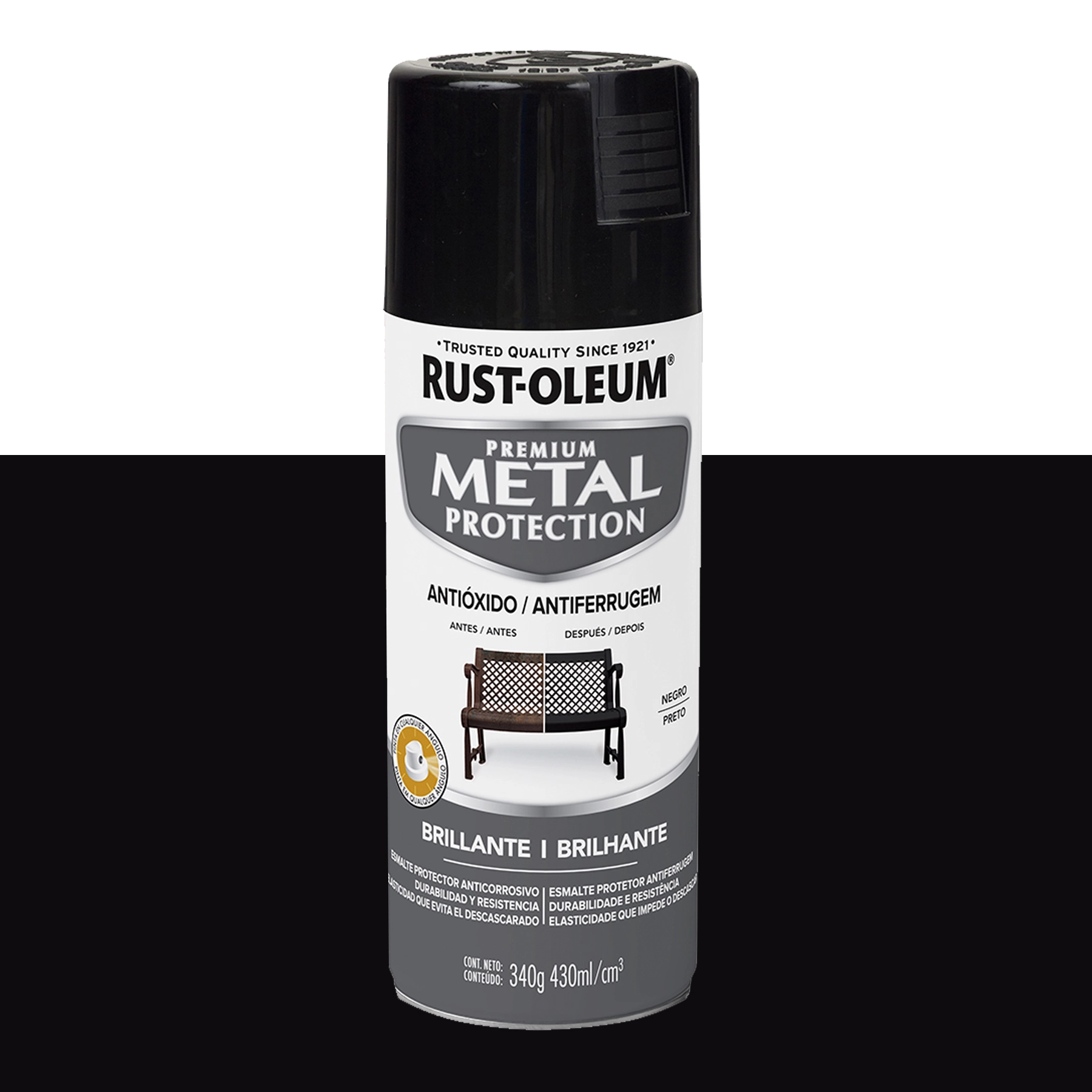 Tinta Spray Antiferrugem Preto Brilhante 437mL Metal Protection Rust Oleum