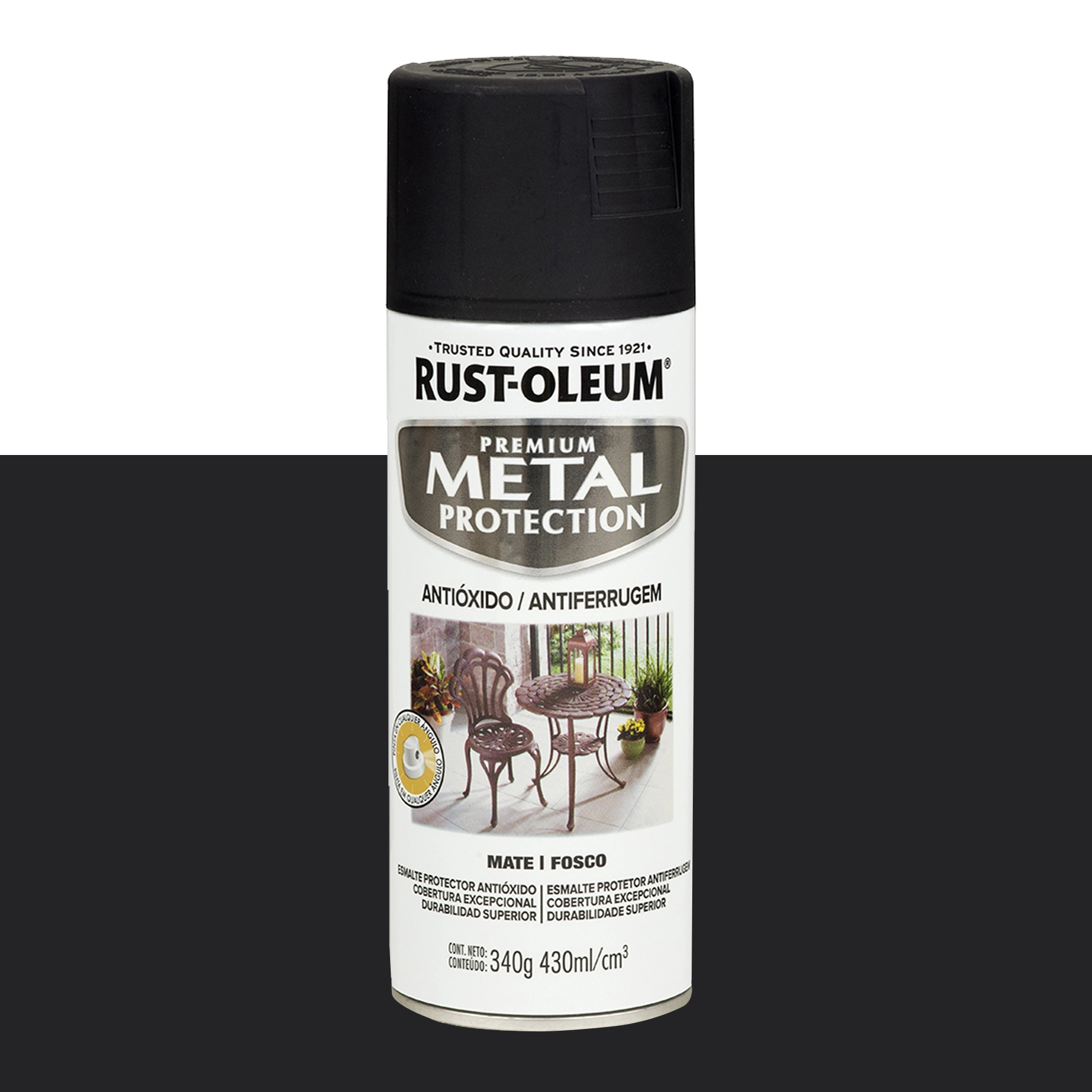 Tinta Spray Antiferrugem Preto Fosco 437mL Metal Protection Rust Oleum