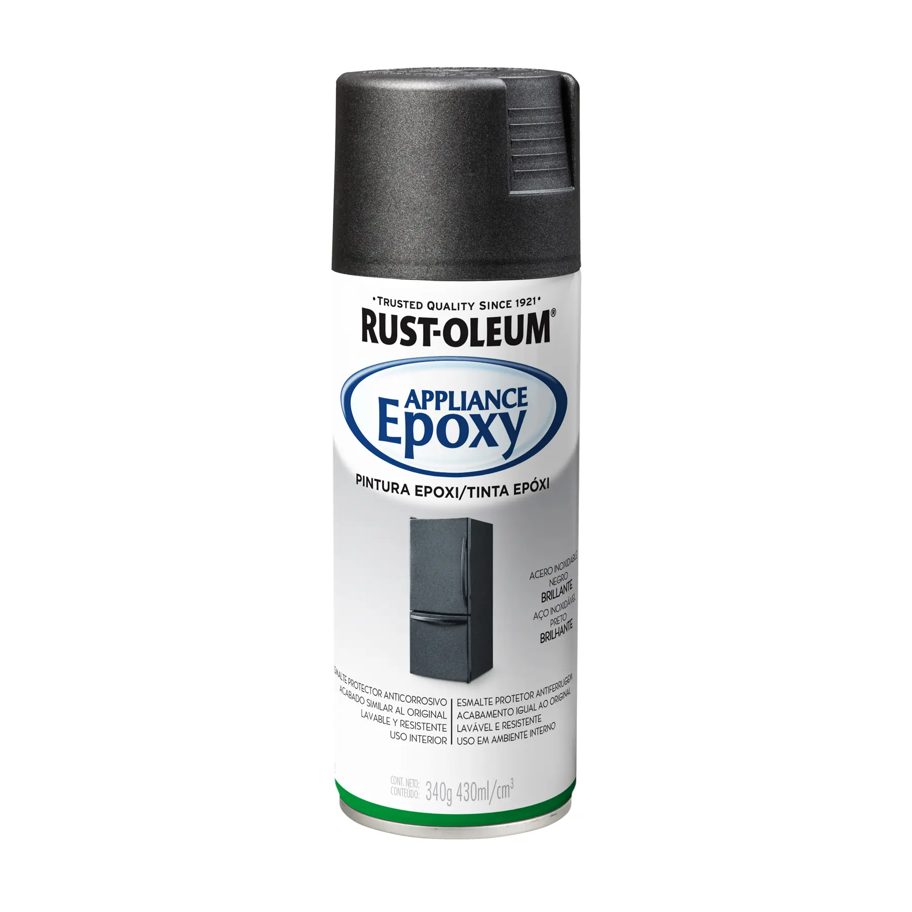 Tinta Spray para Metal Epóxi Aço Inoxidável Preto 340g Rust-Oleum