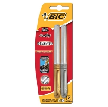 Marcador Permanente Prata E Dourado Bic