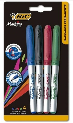 Pincel Marcad Perman Marking 1.1mm Az/vm/pt/vd Bic