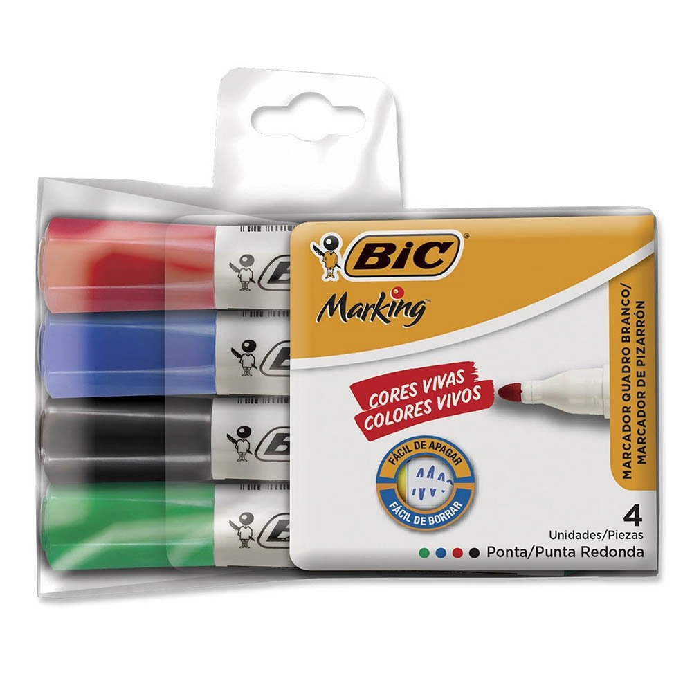 Pincel Quadro Branco 2,0mm 4 Cores Recarregavel 891683 Bic Bt 4 Un