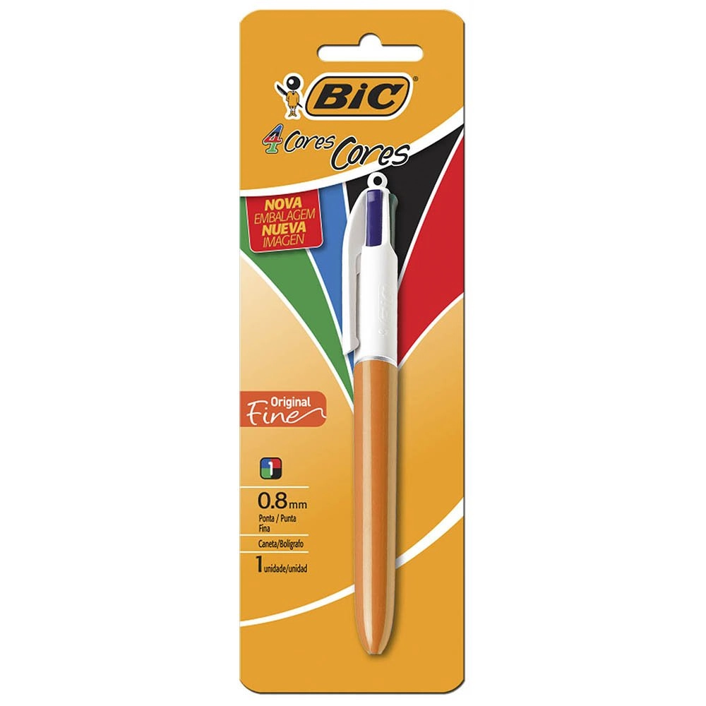 Caneta Esferográfica 4 Cores Ponta Fina Original Fine Bic