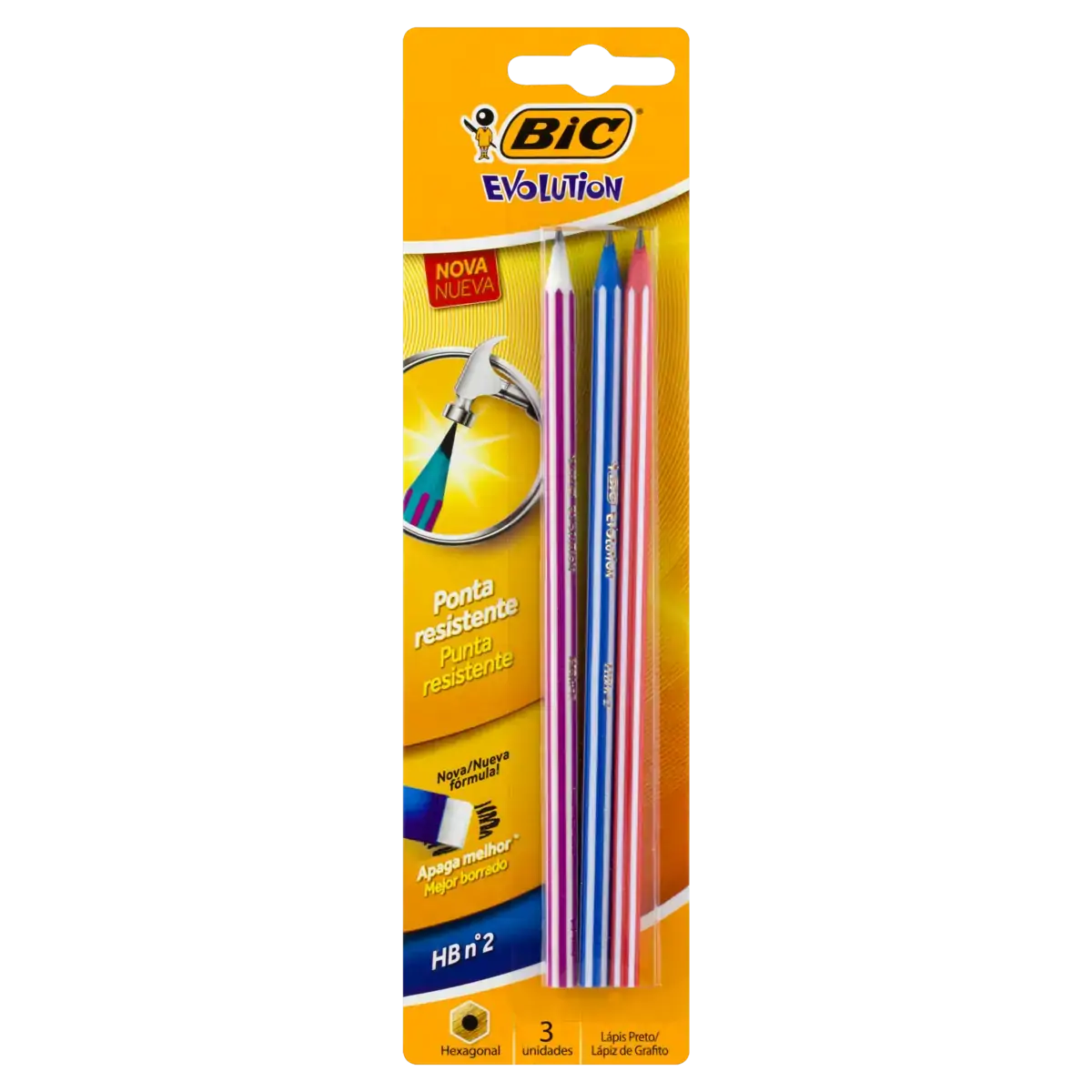 Lápis Preto Hb N 2 Pijama Bic Evolution 3 Unidades