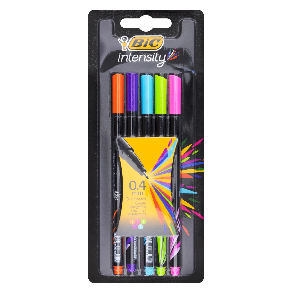 Caneta Hidrográfica Ponta Extrafina Bic Intensity 5 Unidades