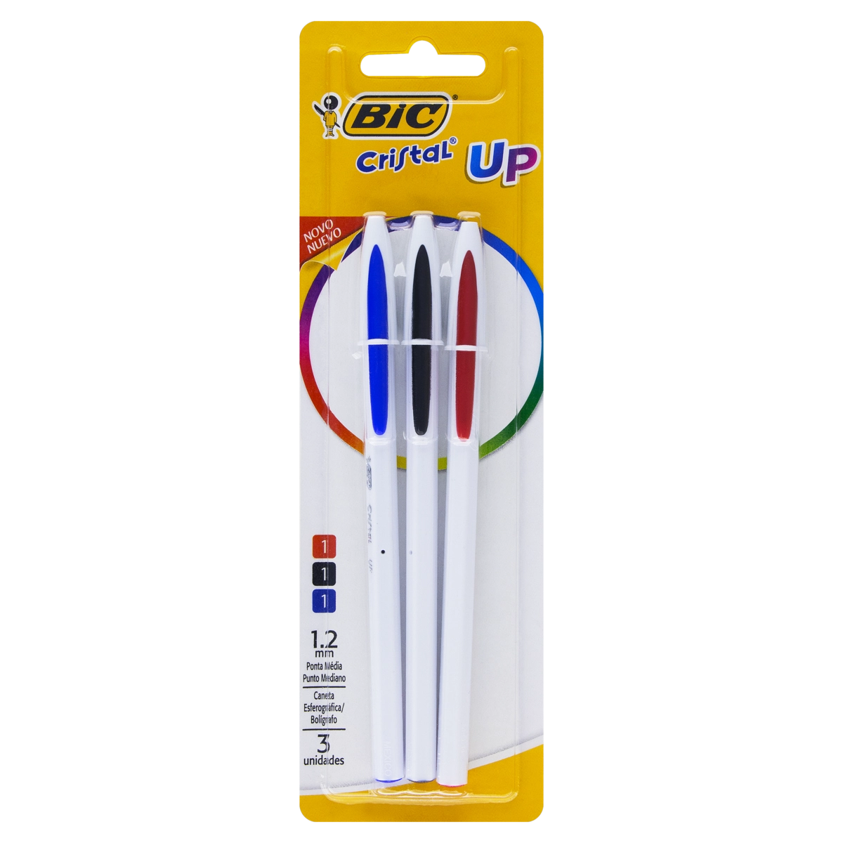 Caneta Esferográfica Ponta Média Up Bic Cristal 3 Unidades