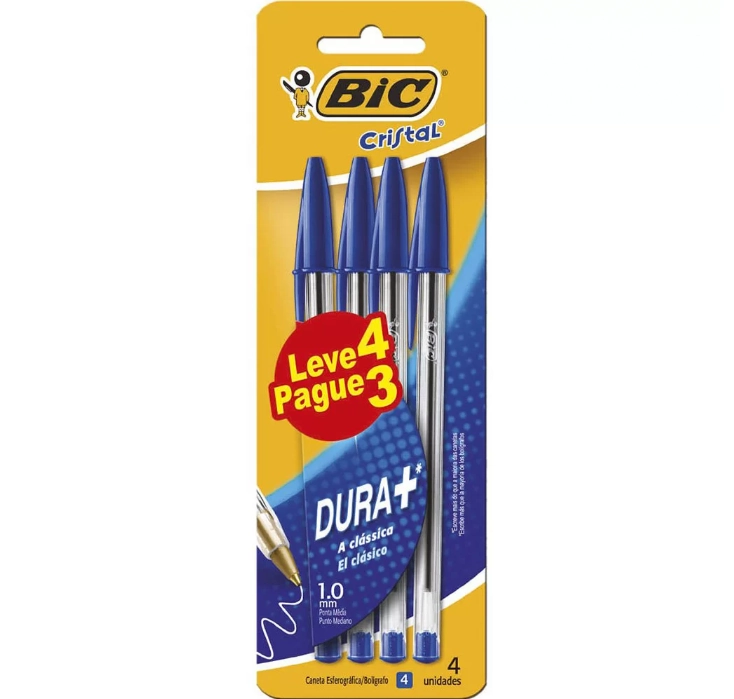 Caneta Bic Cristal Clic C/4