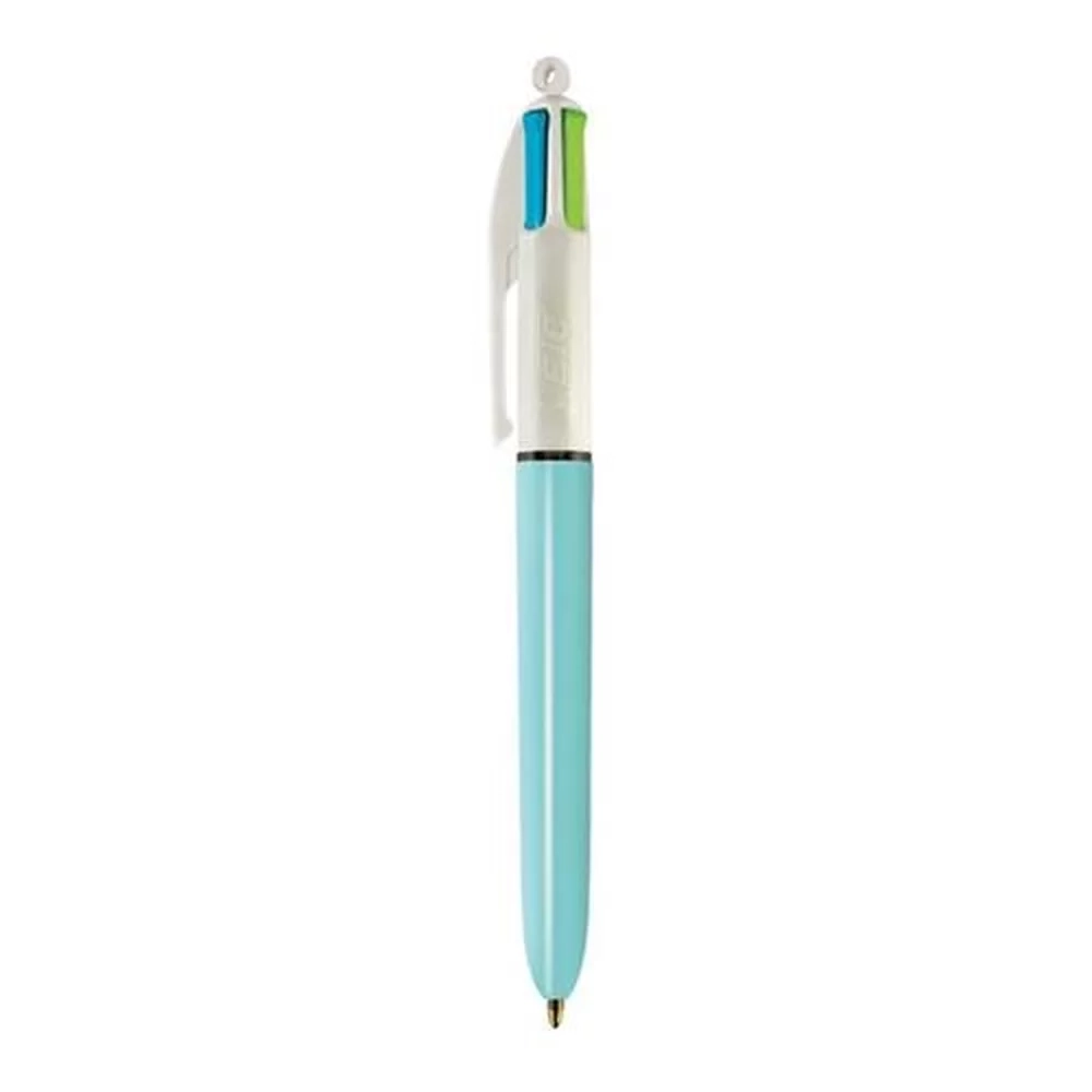 Caneta Esferográfica Retrátil Bic 4 Cores Fashion 1.0mm Corpo Azul Turquesa Rosa Azul Turquesa