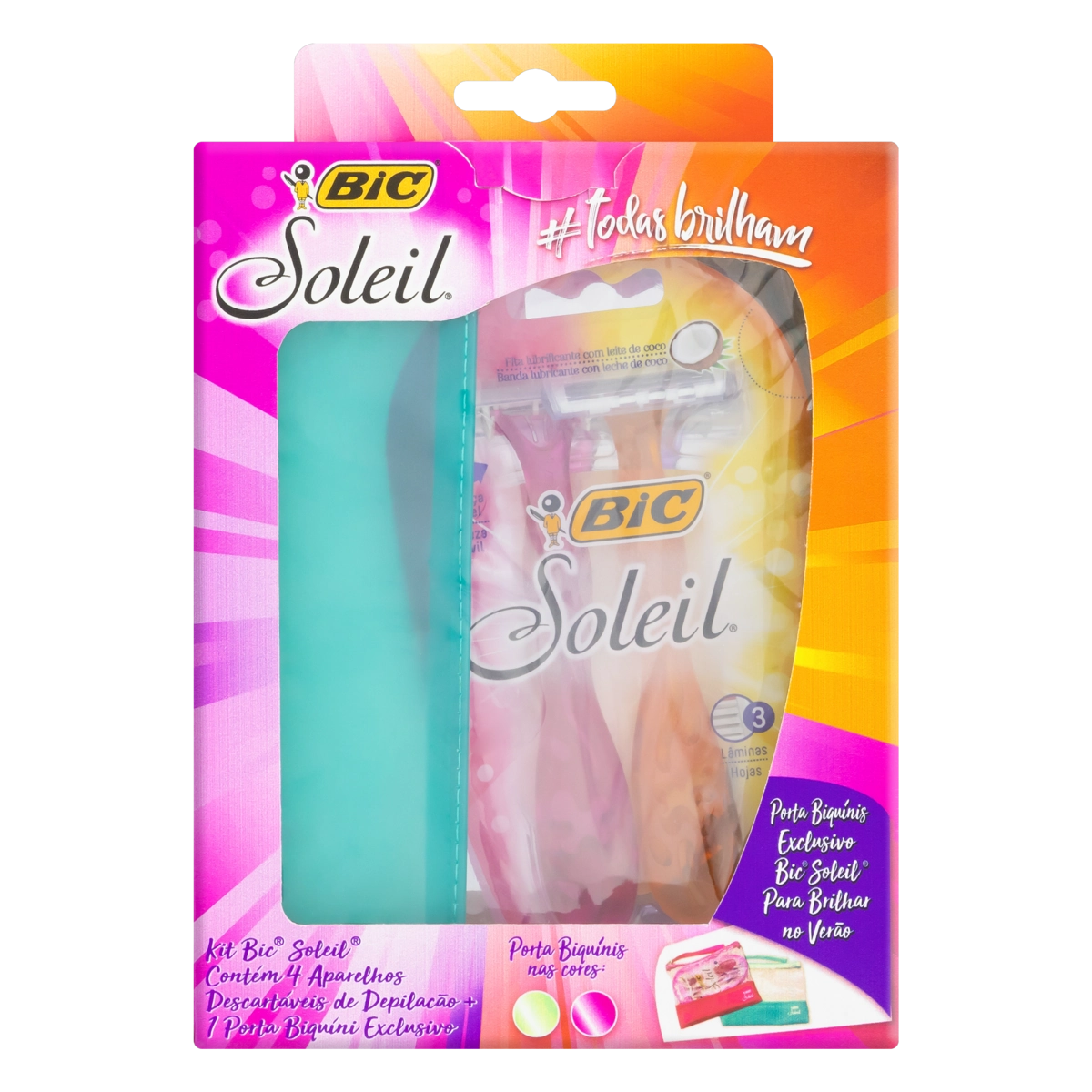 Kit Porta Biquíni 4 Aparelhos Descartáveis Para Depilar Bic Soleil