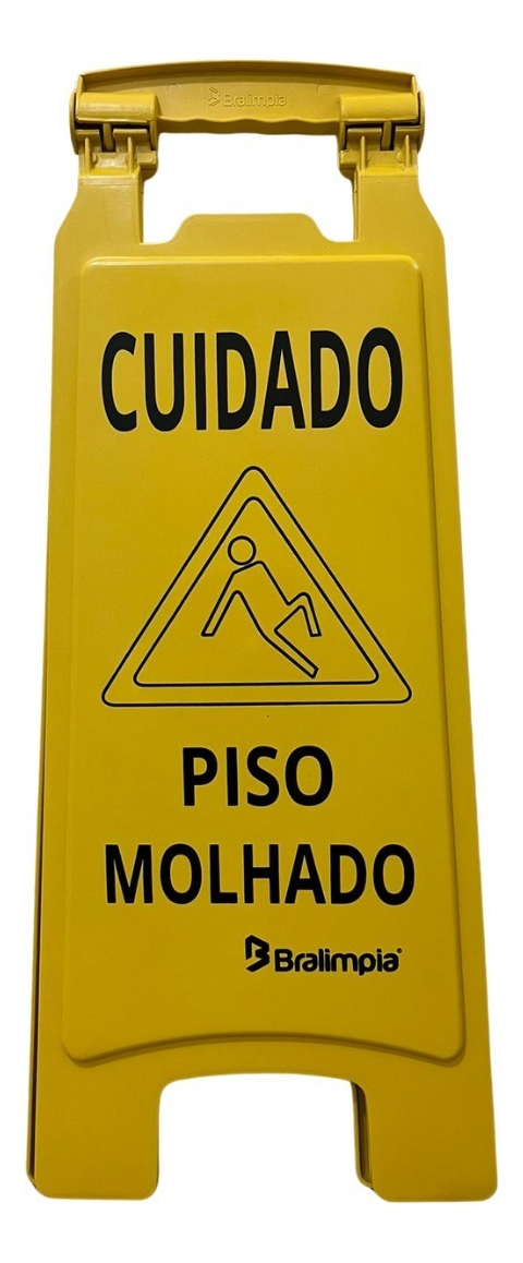 Placa De Sinalização Piso Molhado Bralimpia