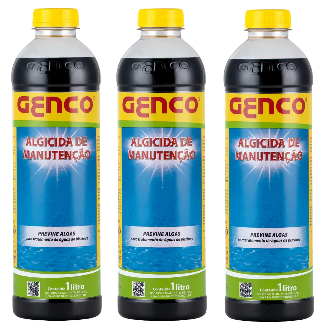 Kit 03 Algicida Manutenção Piscina Previne Algas 1 L Genco