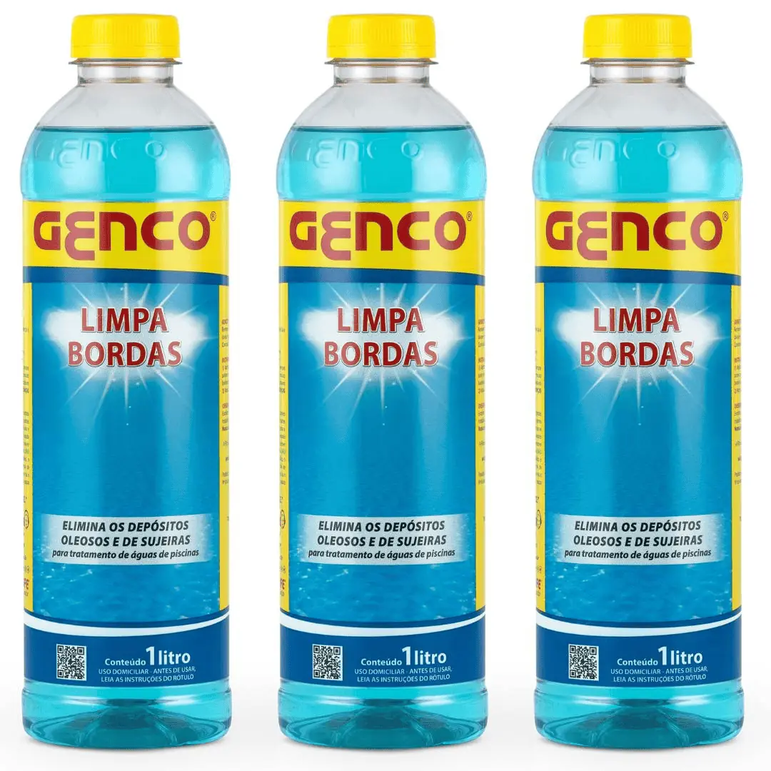 Kit C/3 - Limpa Bordas Piscinas Desengordurante Genco 1 Lt