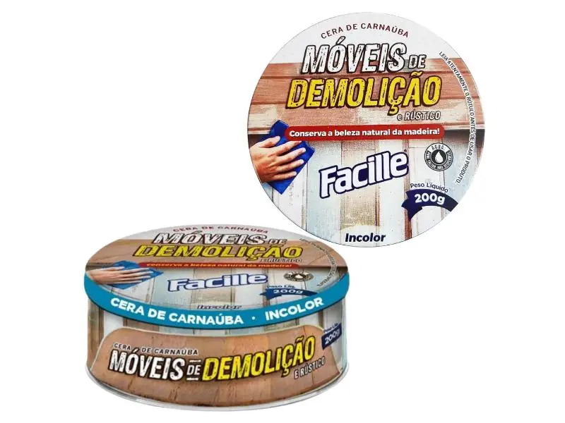 Kit 02 Cera Carnaúba Lustra Móveis Demolição 200g Incolor