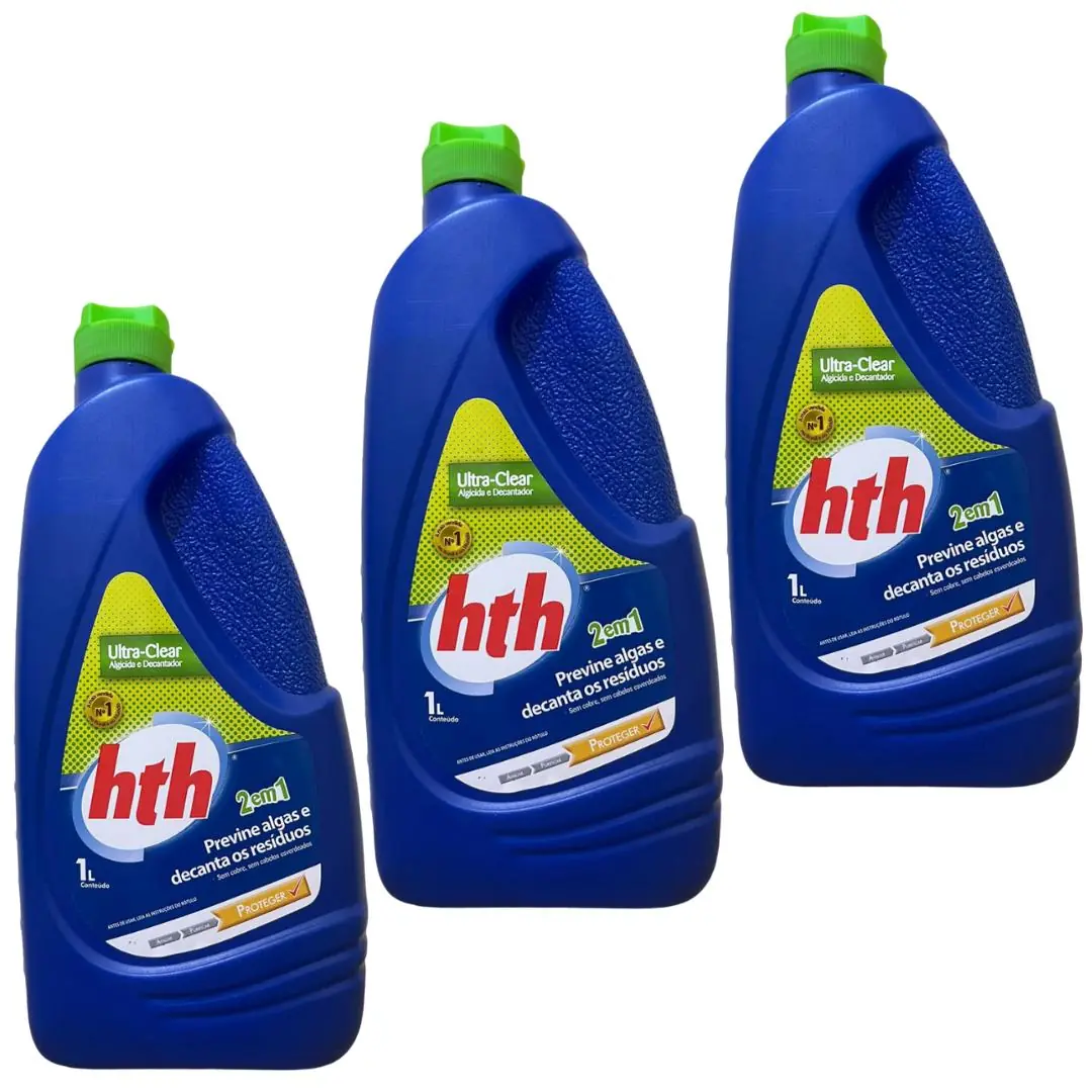 Kit 03 Hth Ultra Clear Algicida E Decantador 2 Em 1 1l