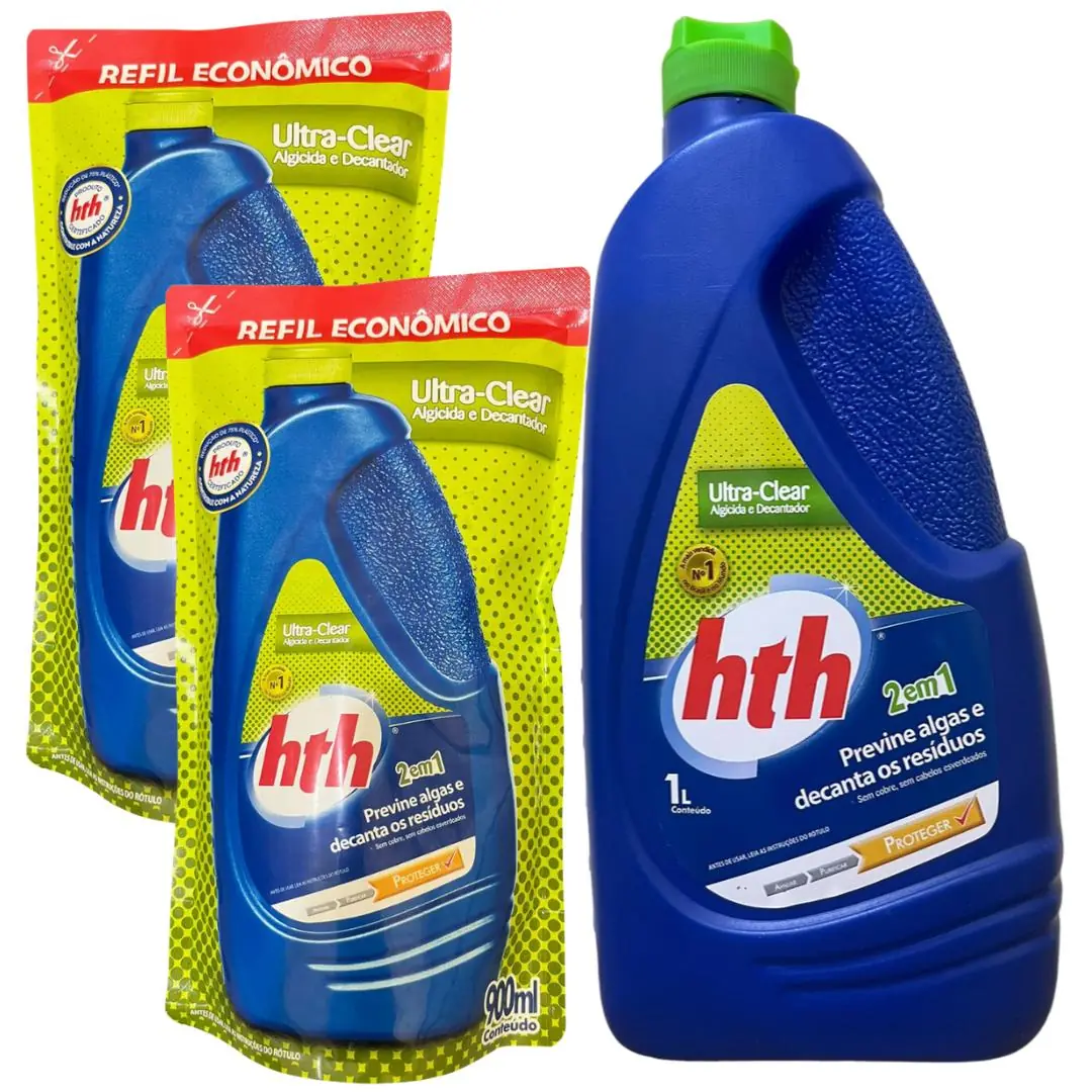 Kit 01 Hth Ultra Clear Solução Água Verde 1l + 02 Refil 900ml