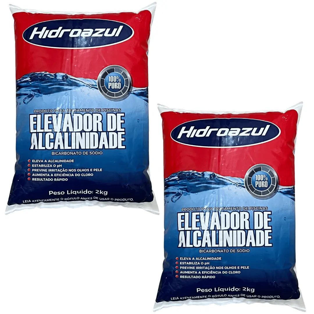 02 Alcalinizante Elevador Alcalinidade Piscina 2kg Hidroazul