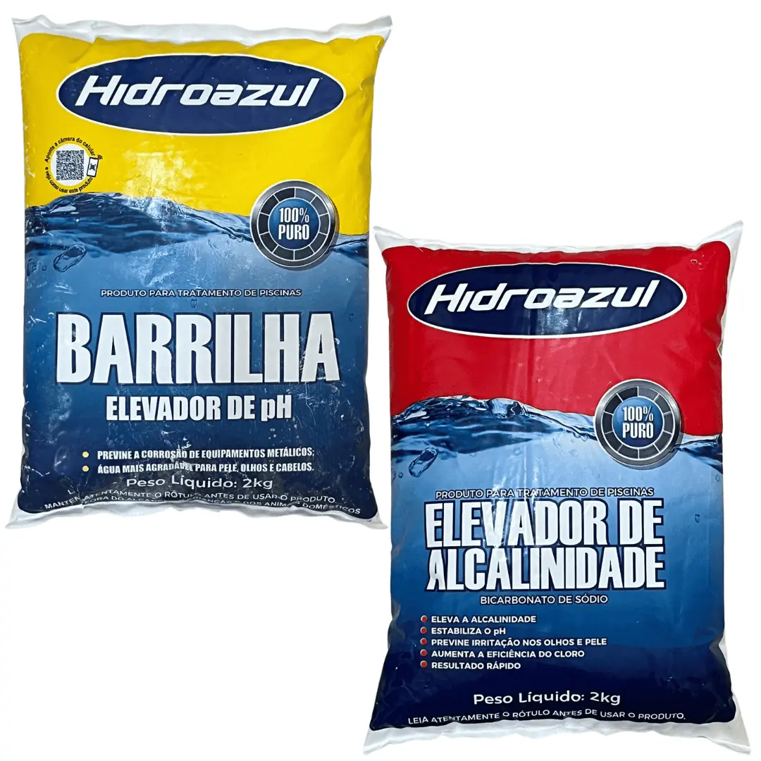 Kit Elevador Alcalinidade + Barrilha Piscina 2kg Hidroazul