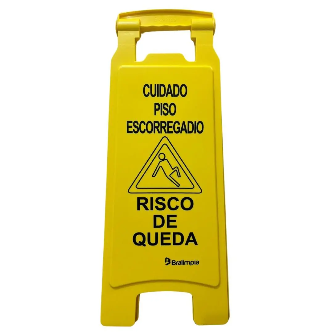 Placa De Sinalização Cuidado Piso Escorregadio Bralimpia