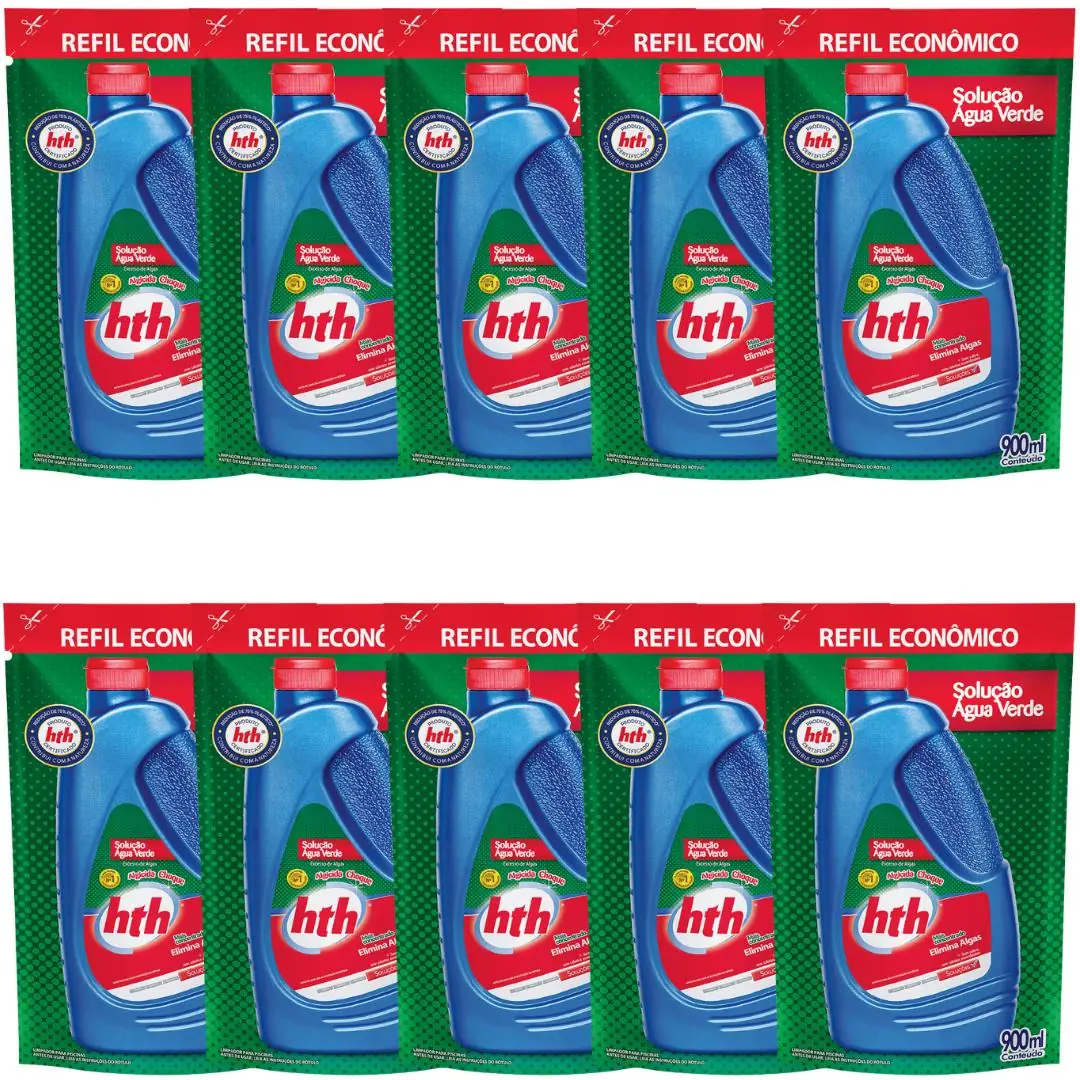 Kit 10 Hth Algicida Choque Solução Água Verde 900ml