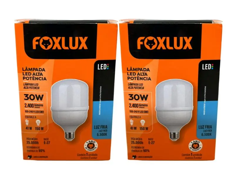 Lampada Led Bulbo 30w 6500 K Foxlux Bivolt Kit 02 Und