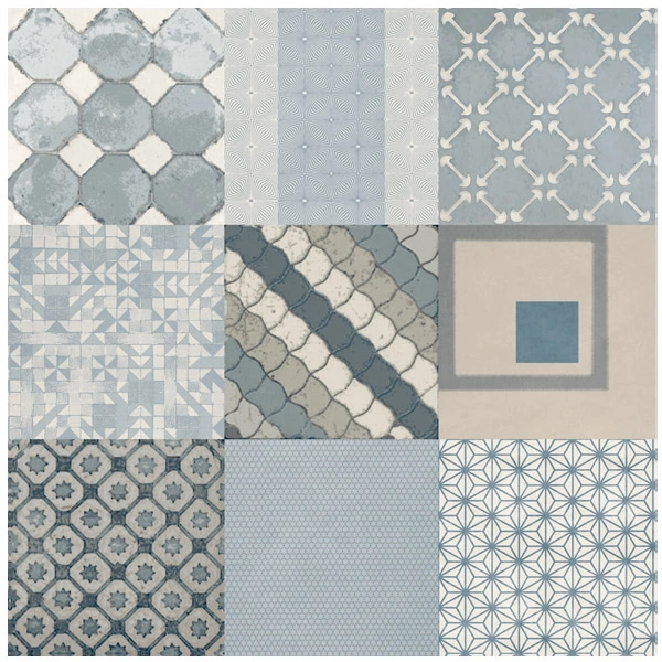 Porcelanato Esmaltado Interno Borda Reta 60x60cm modelo Village Mix Blue Portobello